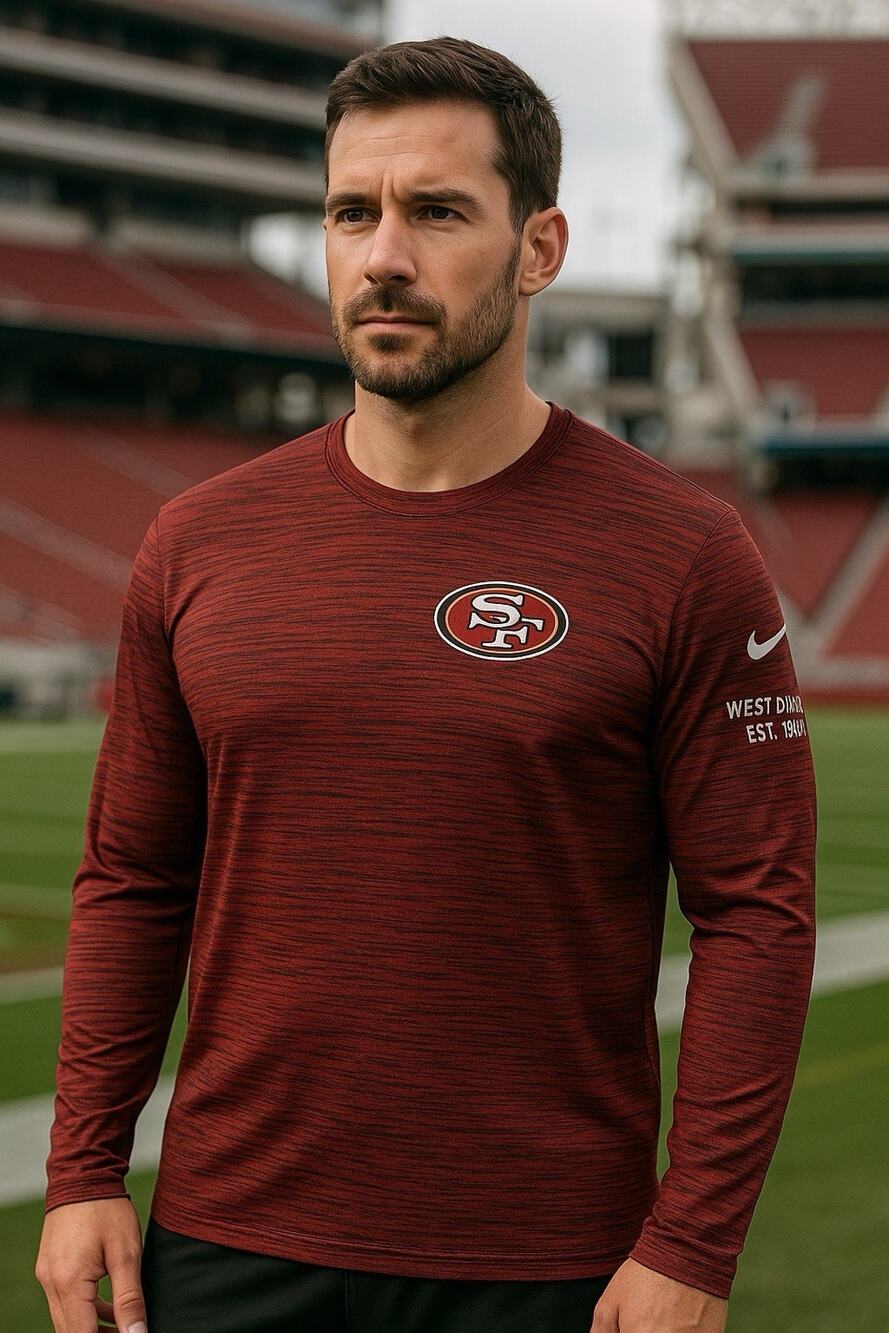 Nike San Francisco 49ers Long Sleeve Shirt Mens XL Red Dri-Fit West Division